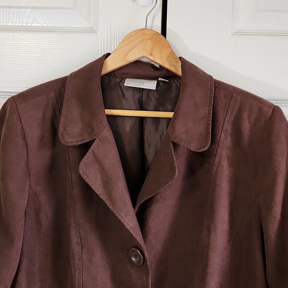 Studio Works Womens Chocolate Brown Blazer Jacket Size 14 Buckle Western Neutral - Picture 6 of 10